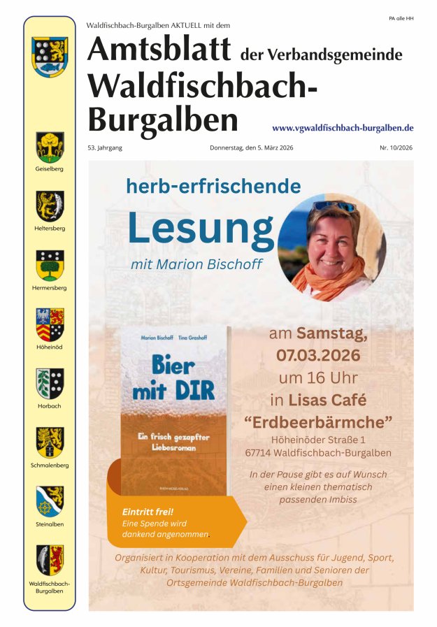 Amtsblatt der Verbandsgemeinde Waldfischbach-Burgalben Titelblatt 10/2026