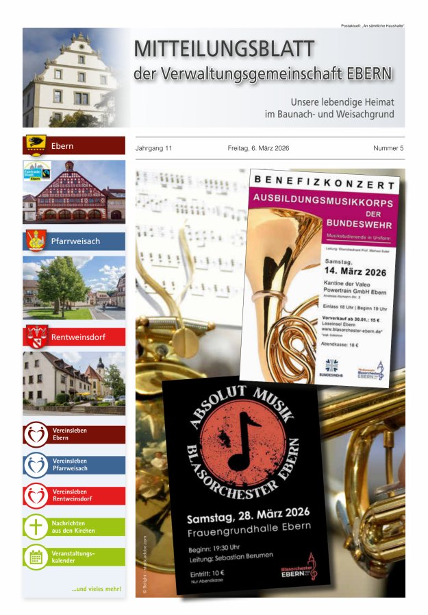 Mitteilungsblatt der Verwaltungsgemeinschaft Ebern Titelblatt 05/2026