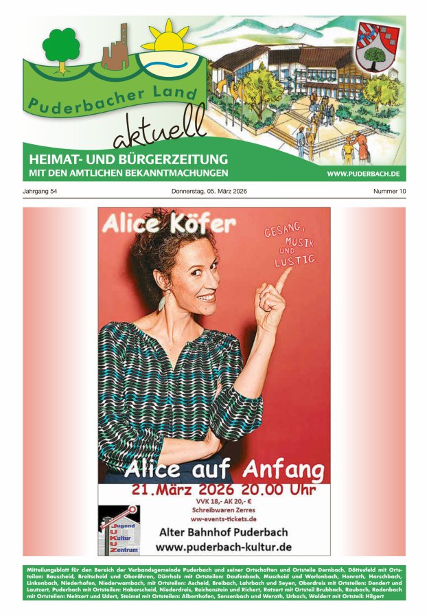 Puderbacher Land aktuell Titelblatt 10/2026