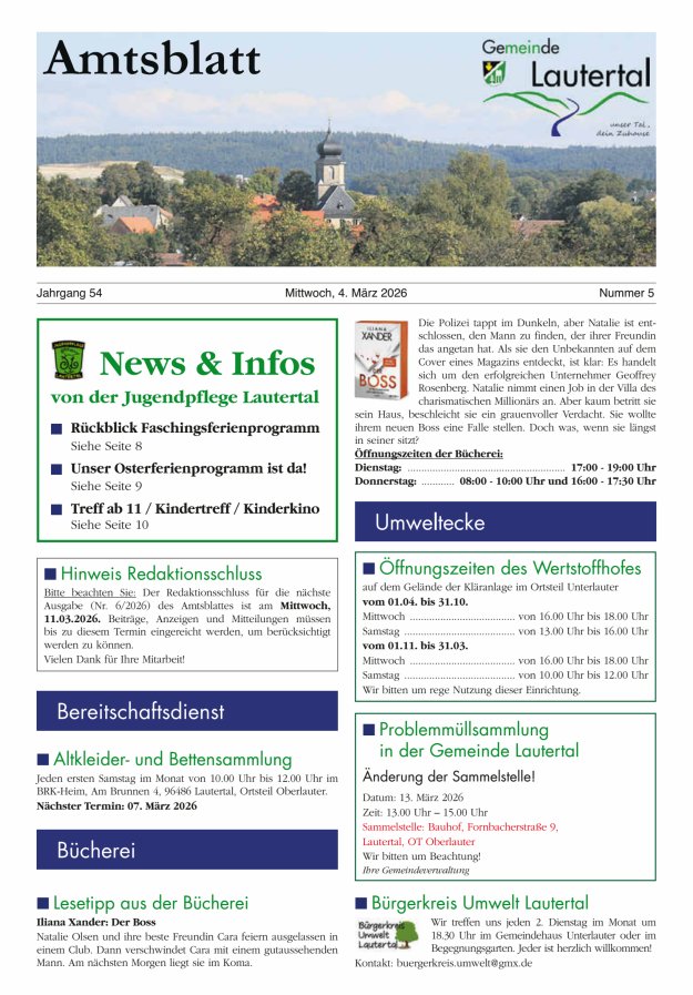 Amtsblatt der Gemeinde Lautertal Titelblatt 05/2026