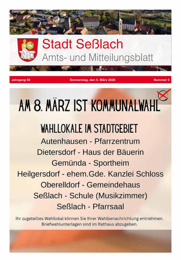 Amts- und Mitteilungsblatt Stadt Seßlach Titelblatt 05/2026