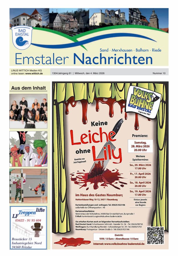 Emstaler Nachrichten Titelblatt 10/2026