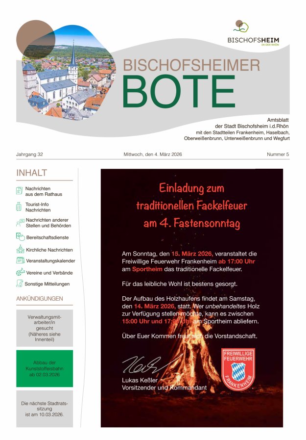 Bischofsheimer Bote Titelblatt 05/2026