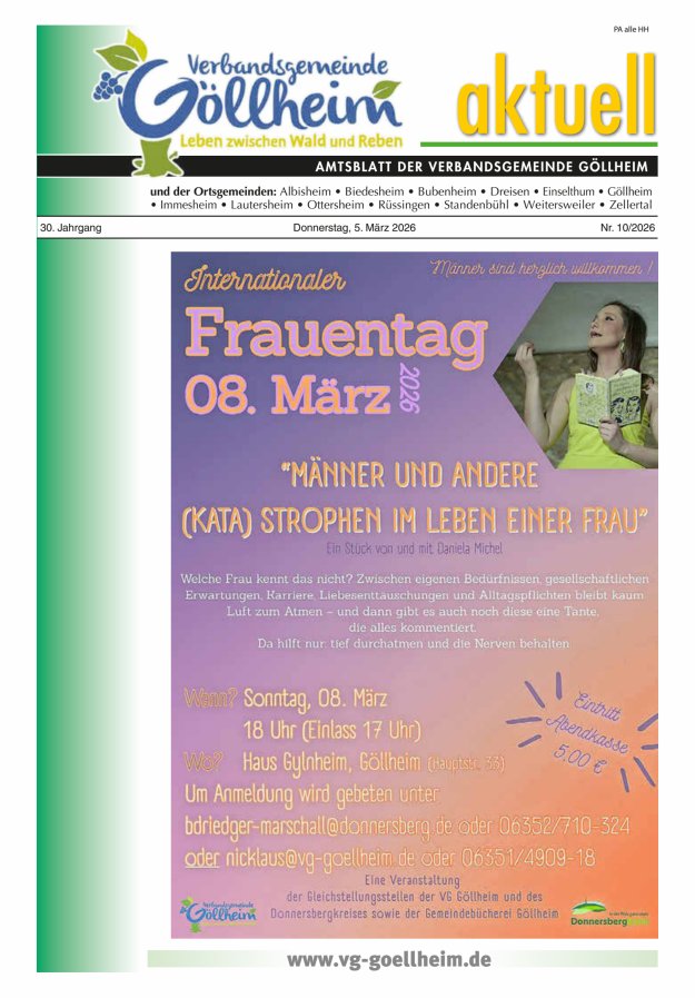 Verbandsgemeinde Göllheim aktuell Titelblatt 10/2026