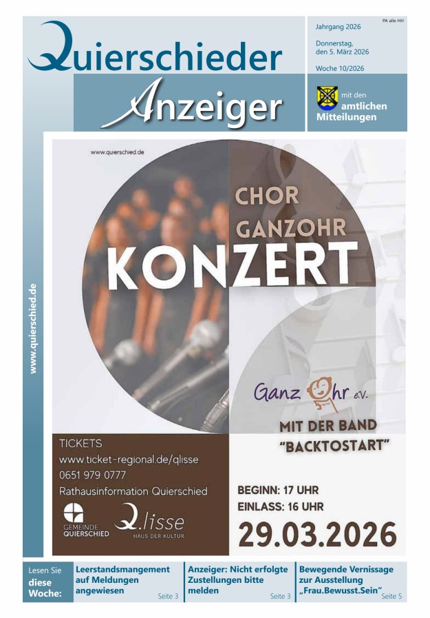 Quierschieder Anzeiger Titelblatt 10/2026