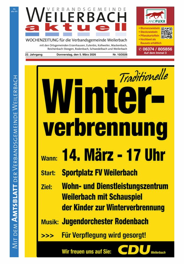 Verbandsgemeinde Weilerbach aktuell Titelblatt 10/2026