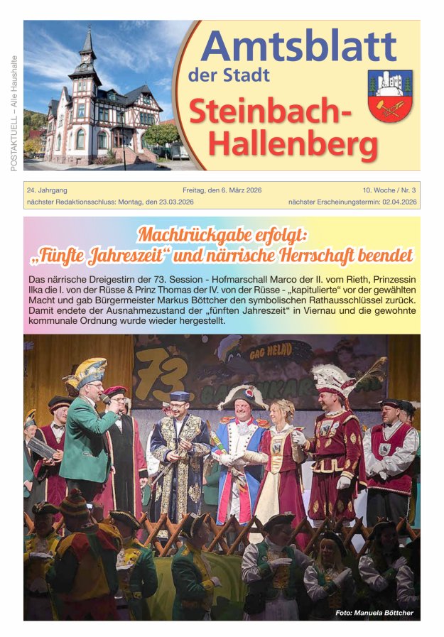 Amtsblatt der Stadt Steinbach-Hallenberg Titelblatt 03/2026