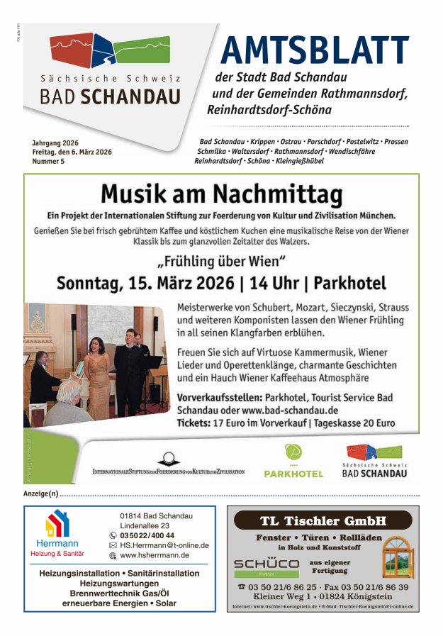 Amtsblatt der Stadt Bad Schandau und der Gemeinden Titelblatt 05/2026