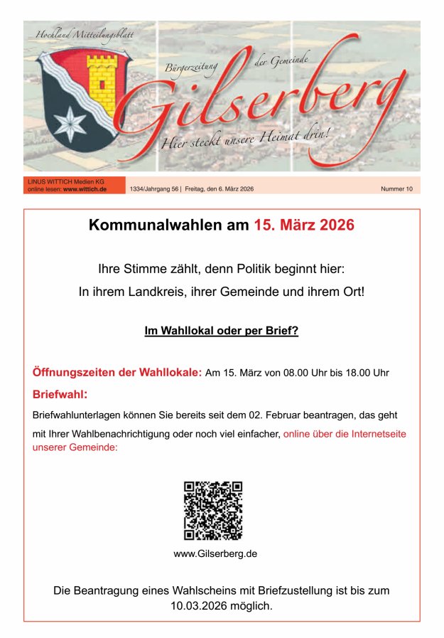 Hochland Mitteilungsblatt Gilserberg Titelblatt 10/2026