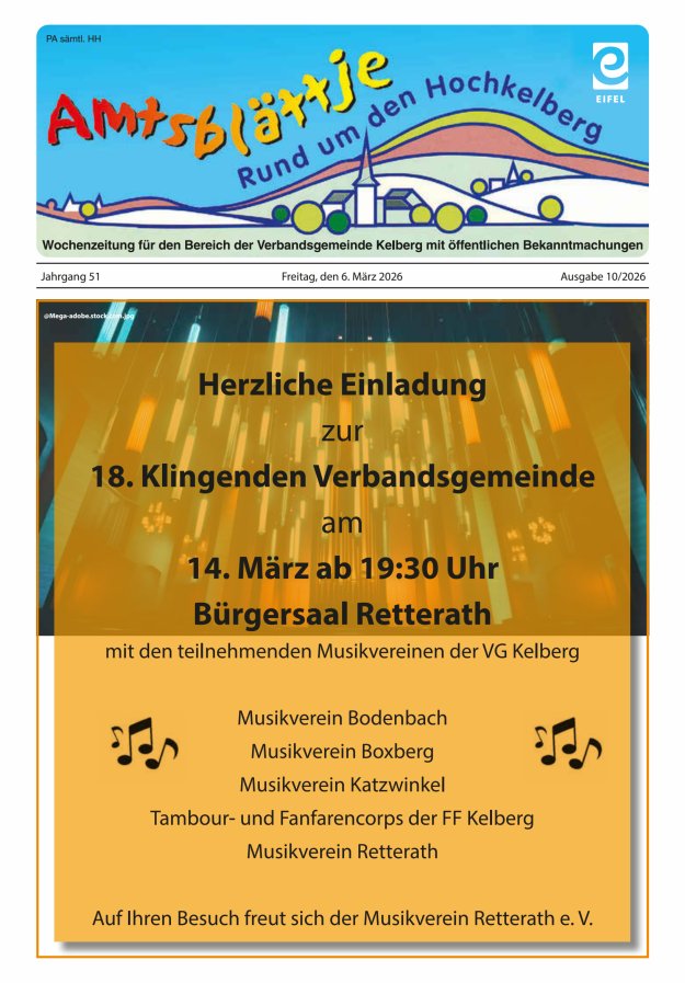Amtsblättje - Rund um den Hochkelberg Titelblatt 10/2026