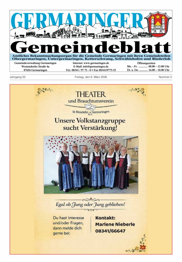 Germaringer Gemeindeblatt Titelblatt 05/2026