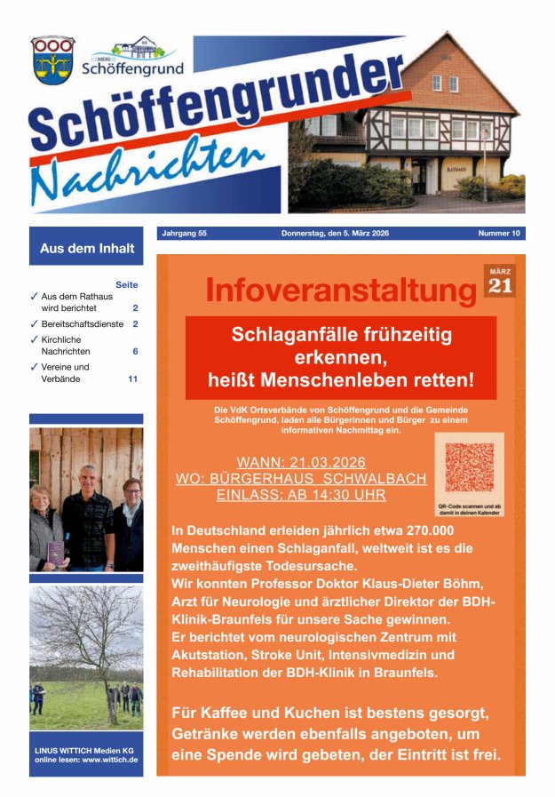 Schöffengrunder Nachrichten Titelblatt 10/2026