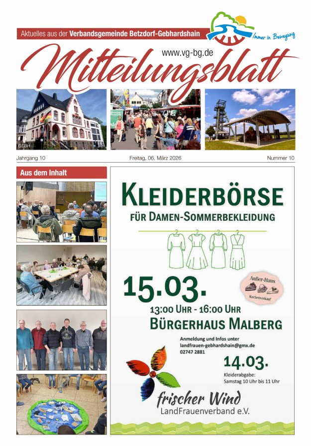 Aktuelles aus der VG Betzdorf-Gebhardshain Ausgabe Gebhardshain Titelblatt 10/2026