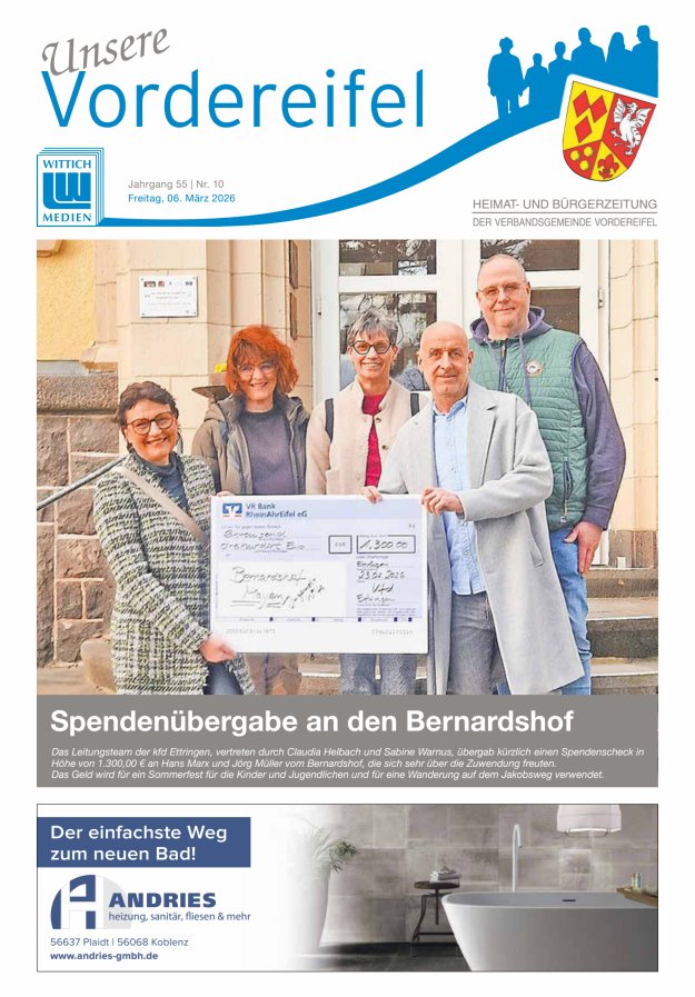 Mitteilungsblatt Vordereifel - Heimat- u Bürgerzeitung der VG Vordereifel Titelblatt 10/2026