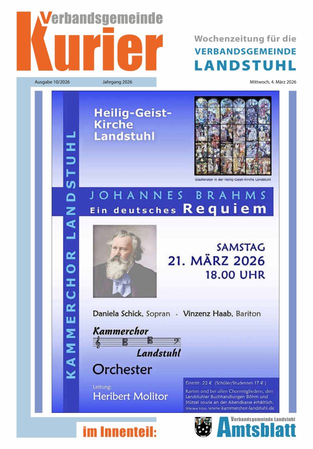 Verbandsgemeinde Kurier Landstuhl Titelblatt 10/2026