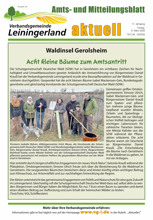 VG Leiningerland aktuell Titelblatt 10/2026