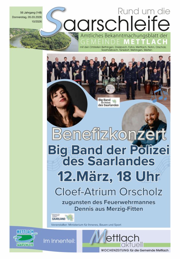 Rund um die Saarschleife Gemeinde Mettlach Titelblatt 10/2026