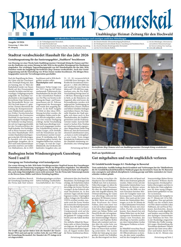 Rund um Hermeskeil Titelblatt 10/2026