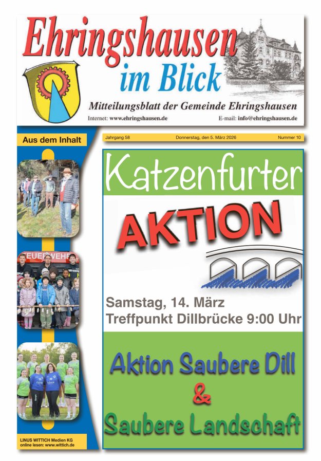 Mitteilungsblatt der Gemeinde Ehringshausen Titelblatt 10/2026
