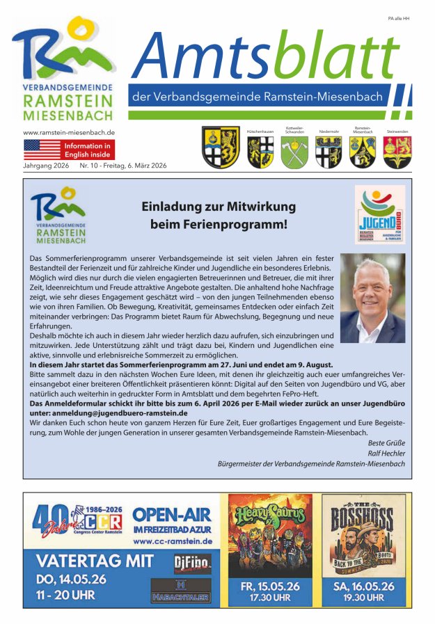 Amtsblatt VG Ramstein-Miesenbach Titelblatt 10/2026