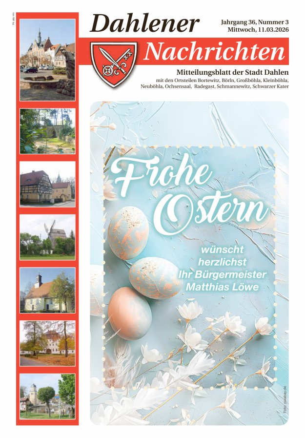 Dahlener Nachrichten - Amtliches Mitteilungsblatt der Stadt Dahlen Titelblatt 03/2026