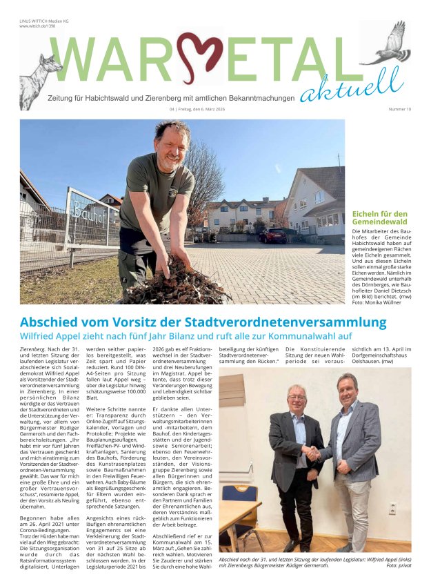 Warmetal aktuell (Habichtswald + Zierenberg) Titelblatt 10/2026