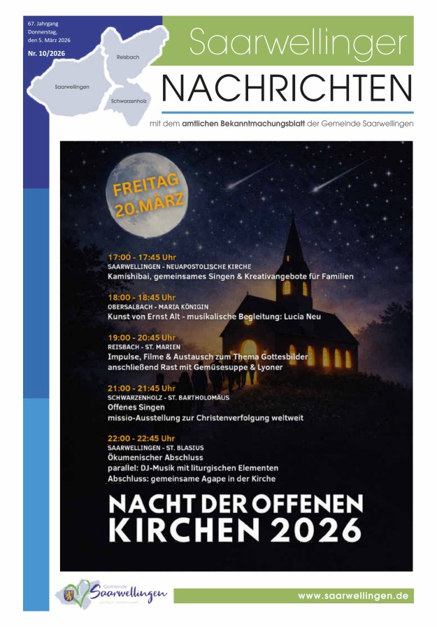 Saarwellinger Nachrichten Titelblatt 10/2026
