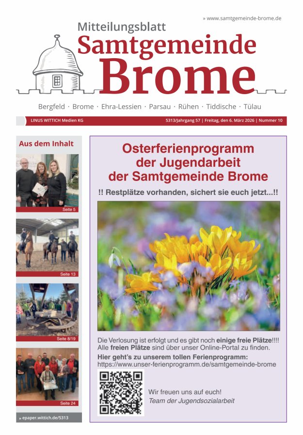 Mitteilungsblatt der Samtgemeinde Brome Titelblatt 10/2026