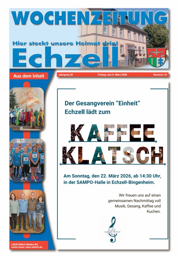Wochenzeitung für die Gemeinde Echzell Titelblatt 10/2026