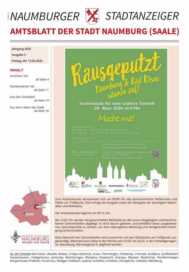 Amtsblatt der Stadt Naumburg (Saale) Titelblatt 03/2026