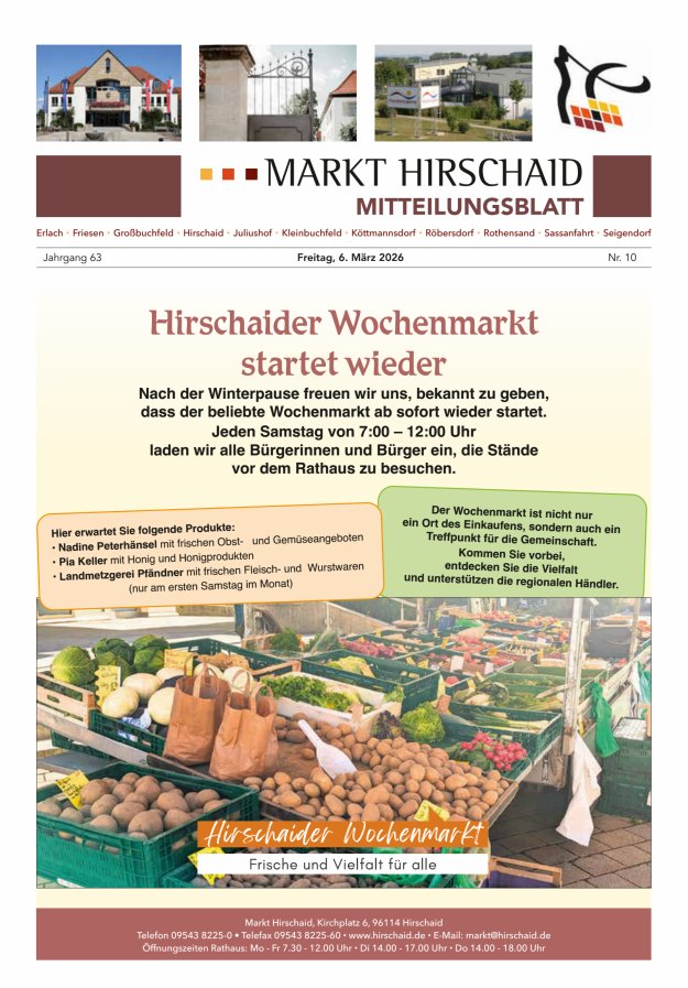 Mitteilungsblatt Markt Hirschaid Titelblatt 10/2026