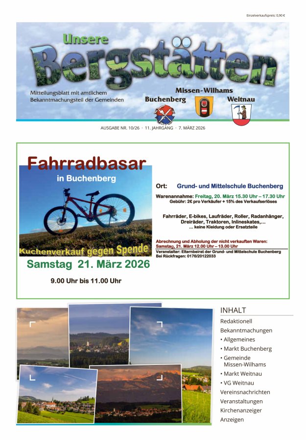 Unsere Bergstätten Mitteilungsblatt mit amtlichem Bekanntmachungsteil Titelblatt 10/2026