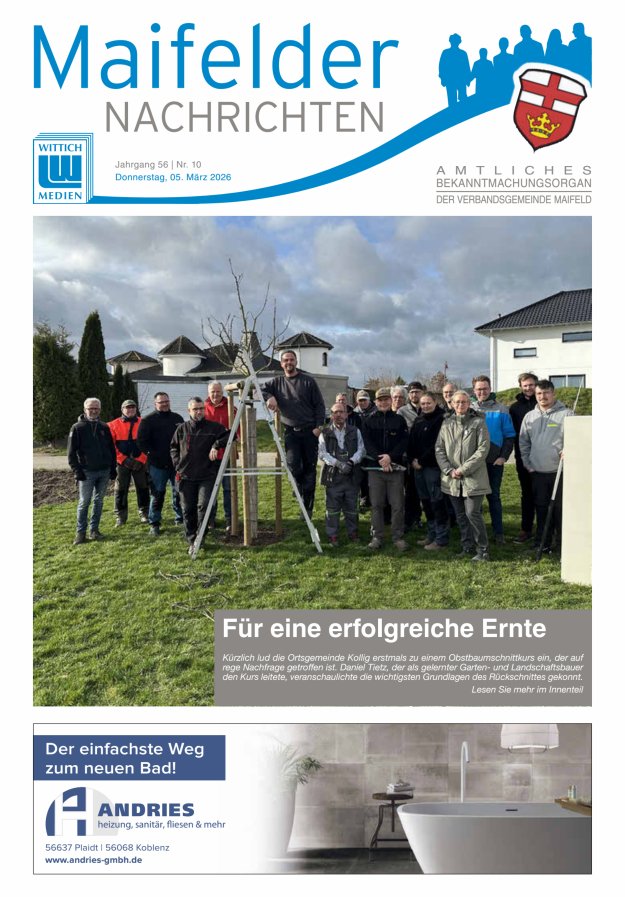 Maifelder Nachrichten - Wochenzeitung der Verbandsgemeinde Maifeld Titelblatt 10/2026