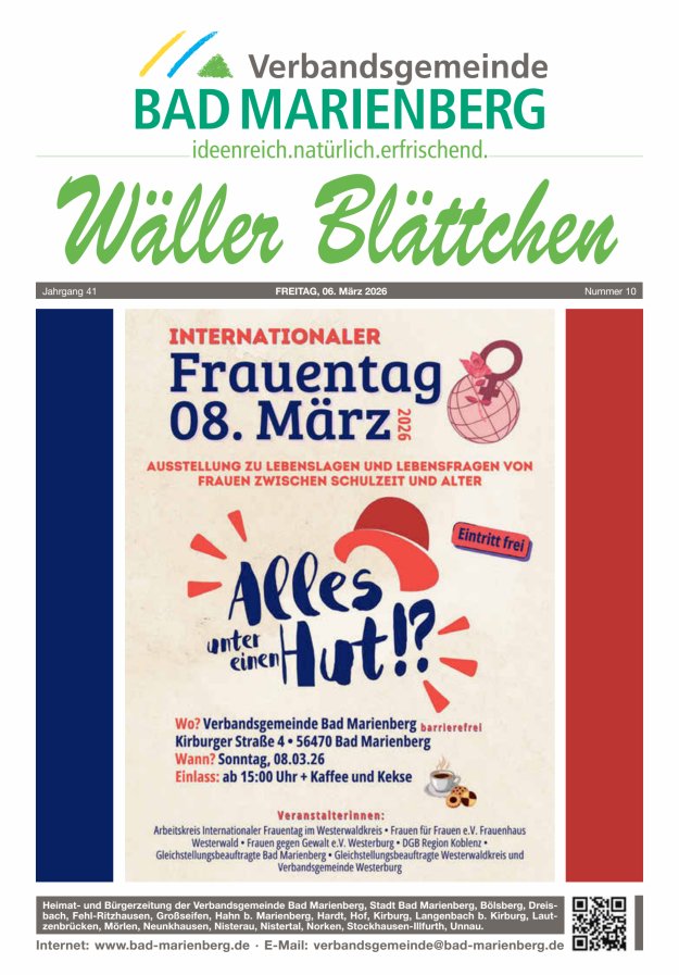 Wäller Blättchen - Verbandsgemeinde Bad Marienberg Titelblatt 10/2026