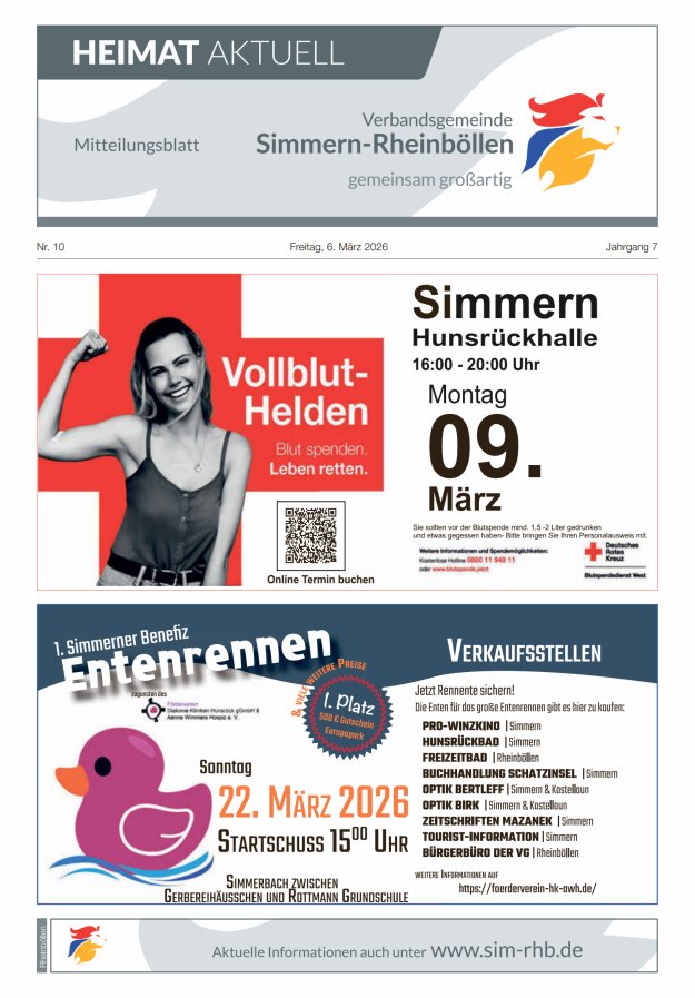 Heimat Aktuell Mitteilungsblatt der VG Simmern-Rheinböllen-Ausg Rheinböllen Titelblatt 09/2026