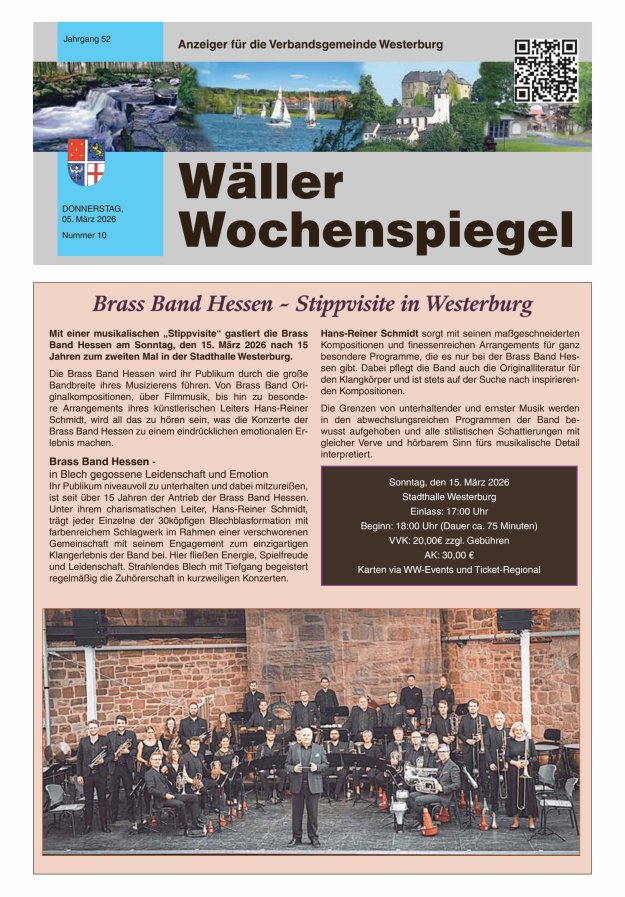 Wäller Wochenspiegel - Anzeiger für die Verbandsgemeinde Westerburg Titelblatt 10/2026