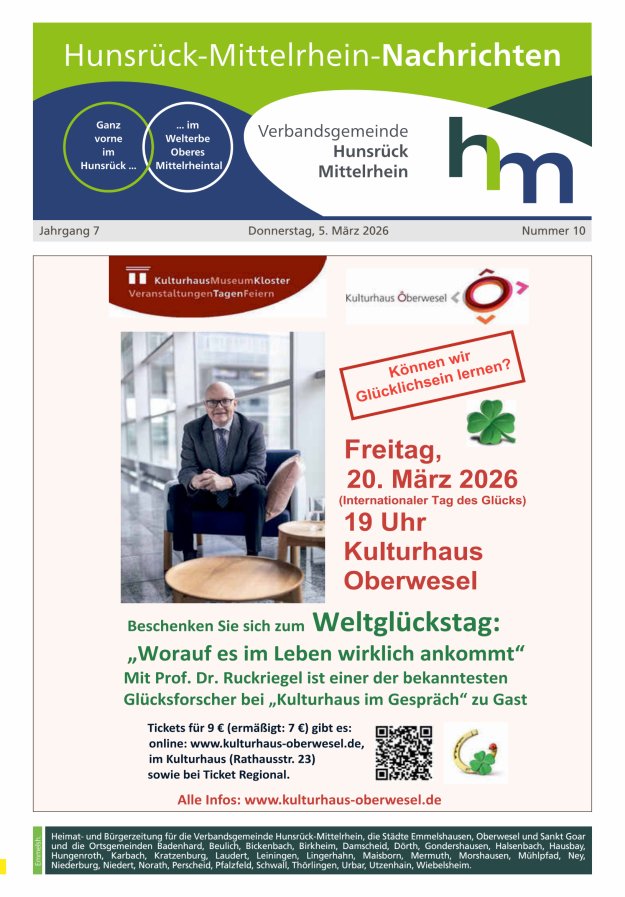 Hunsrück-Mittelrhein Nachrichten Ausgabe Emmelshausen Titelblatt 10/2026