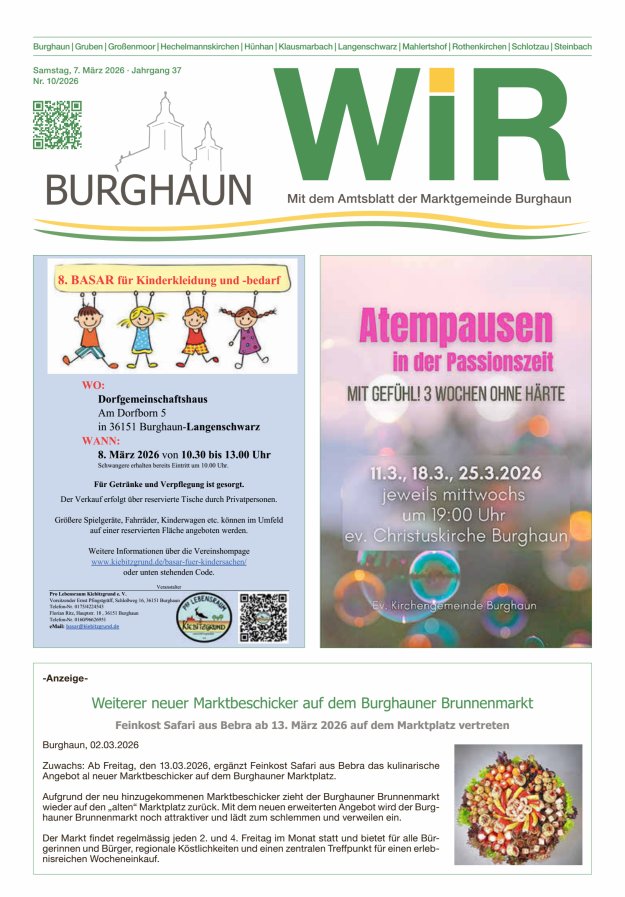 WIR - mit Amtsblatt der Marktgemeinde Burghaun Titelblatt 10/2026