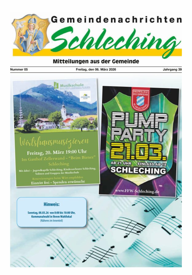 Gemeindenachrichten Schleching Titelblatt 05/2026