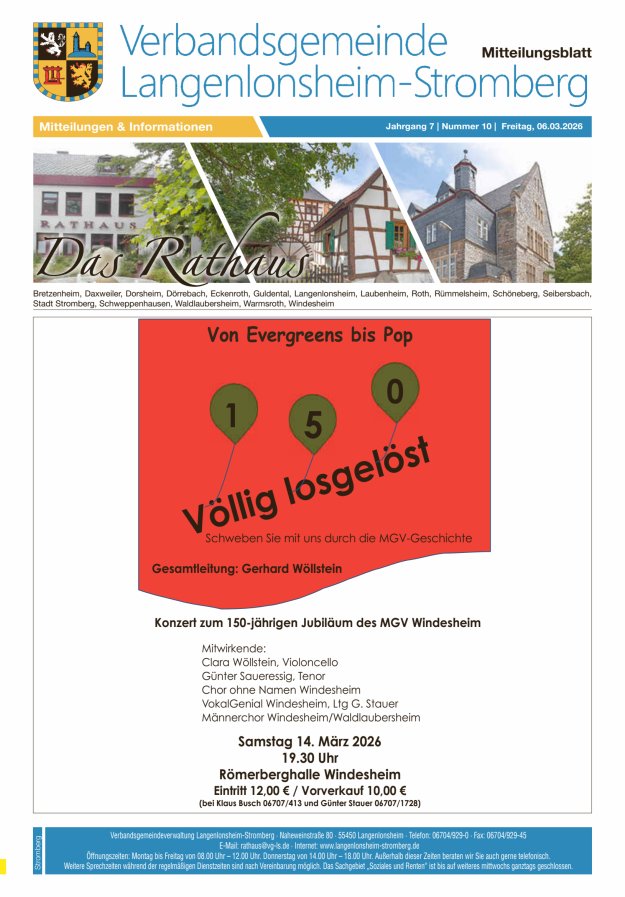 Das Rathaus - MTB d VG Langenlonsheim-Stromberg  Titelblatt 09/2026