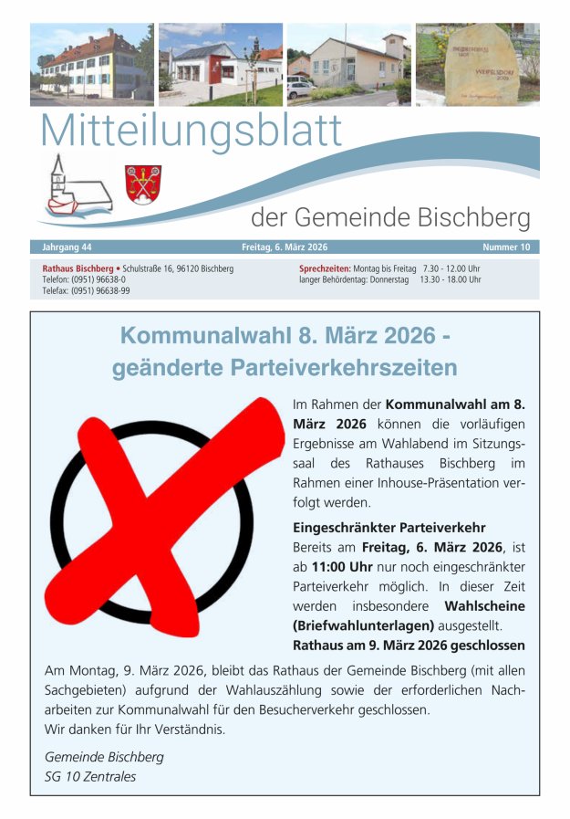 Mitteilungsblatt der Gemeinde Bischberg Titelblatt 10/2026