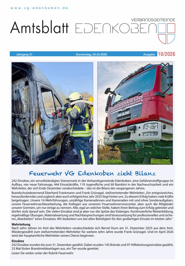 Amtsblatt VG Edenkoben Titelblatt 10/2026