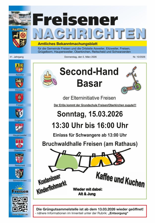 Freisener Nachrichten Titelblatt 10/2026