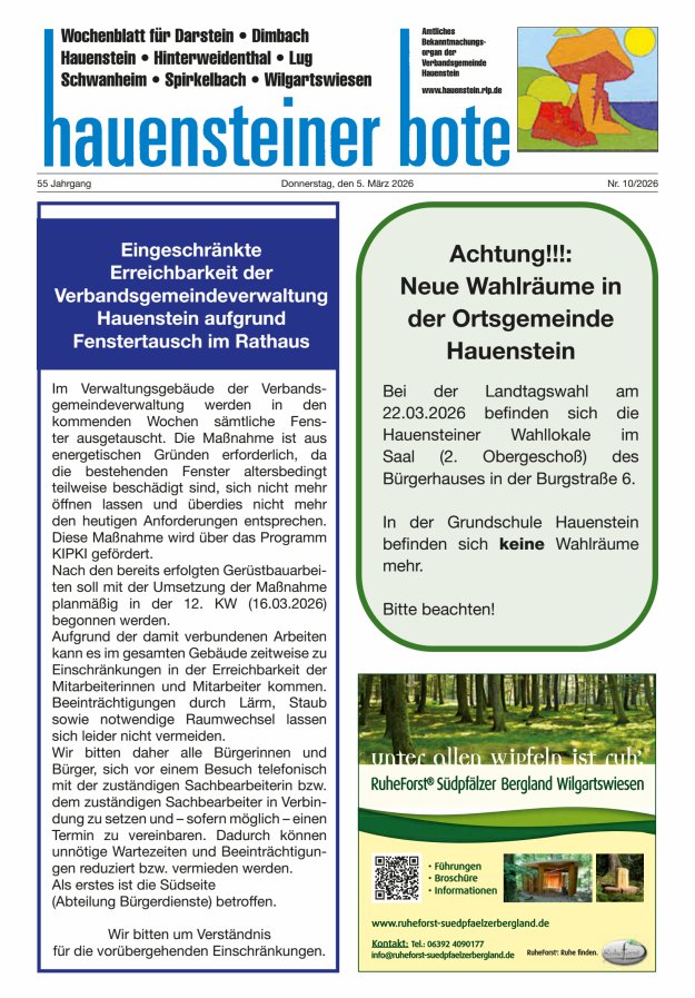 Hauensteiner Bote Titelblatt 10/2026