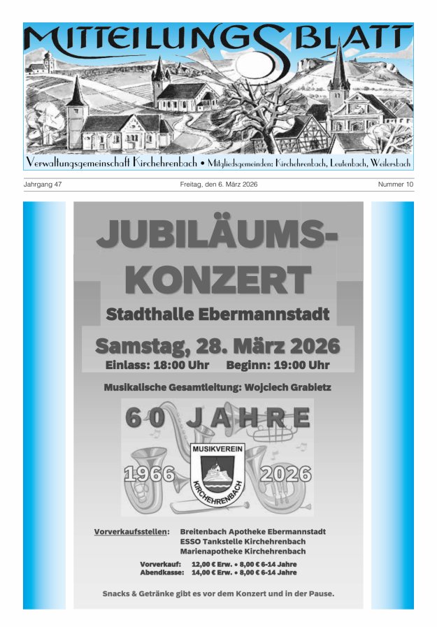 Mitteilungsblatt Verwaltungsgemeinschaft Kirchehrenbach Titelblatt 10/2026
