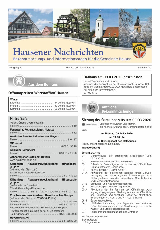 Hausener Nachrichten Titelblatt 10/2026
