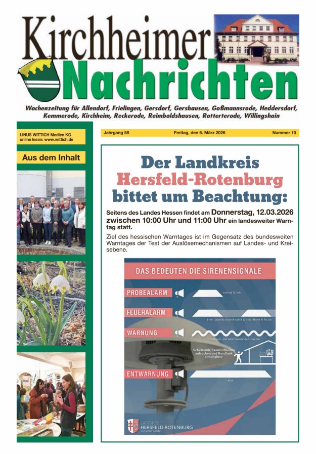 Kirchheimer Nachrichten Titelblatt 10/2026