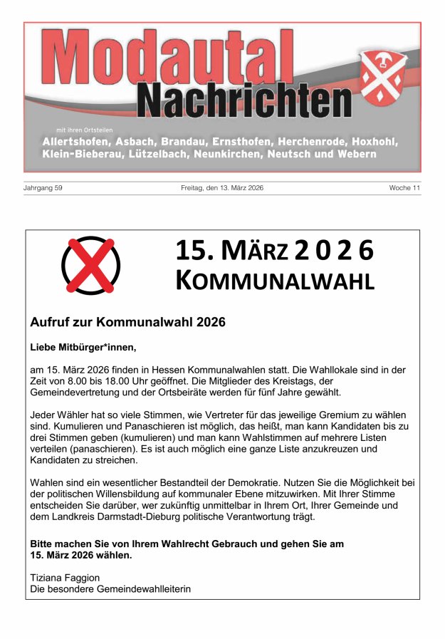 Modautal-Nachrichten Titelblatt 06/2026