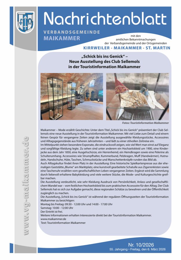 Nachrichtenblatt VG Maikammer Titelblatt 10/2026