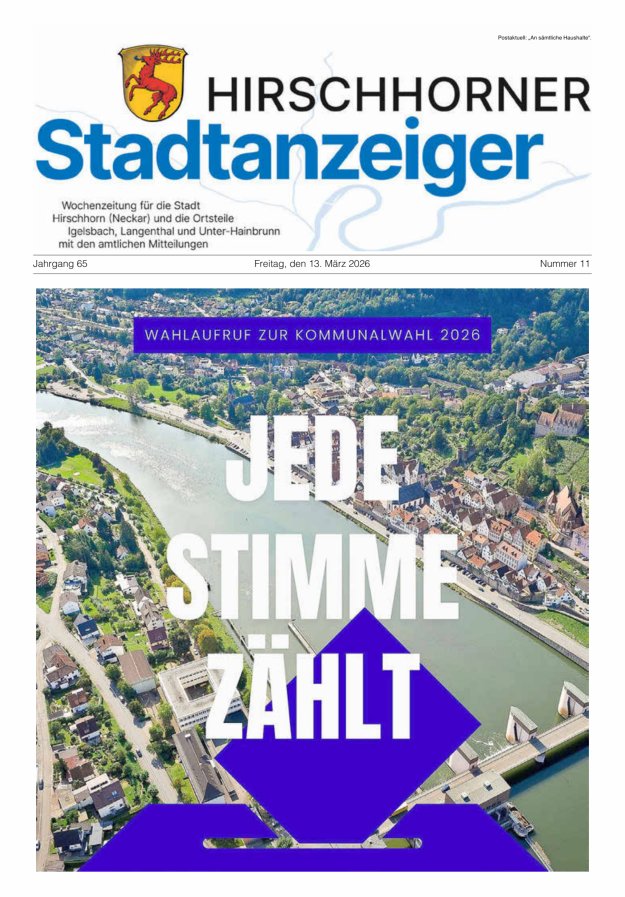 Hirschhorner Stadtanzeiger Titelblatt 11/2026